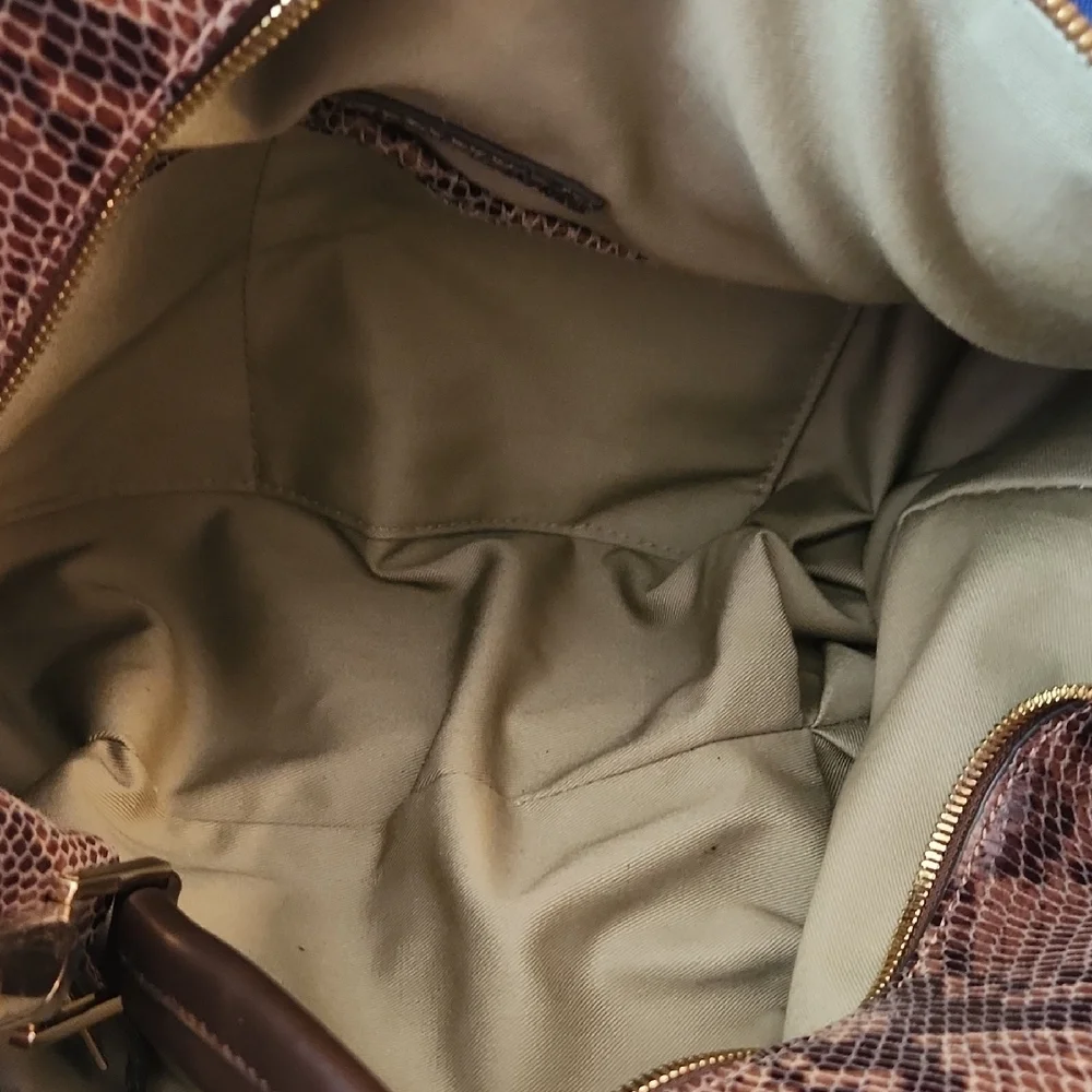 Snake-Print Shoulder Hobo Bag in Brown - Picture 6 of 8